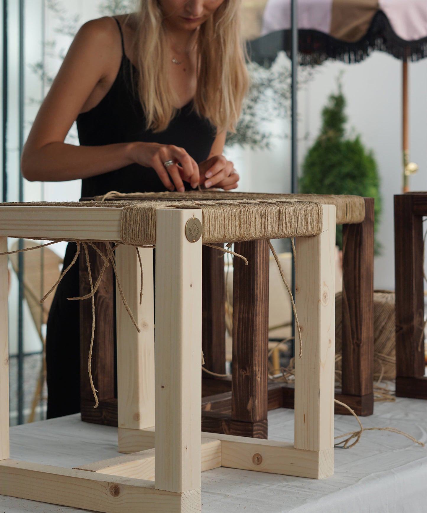 Wecycle Furniture Flet din egen skammel, DYI flette kit