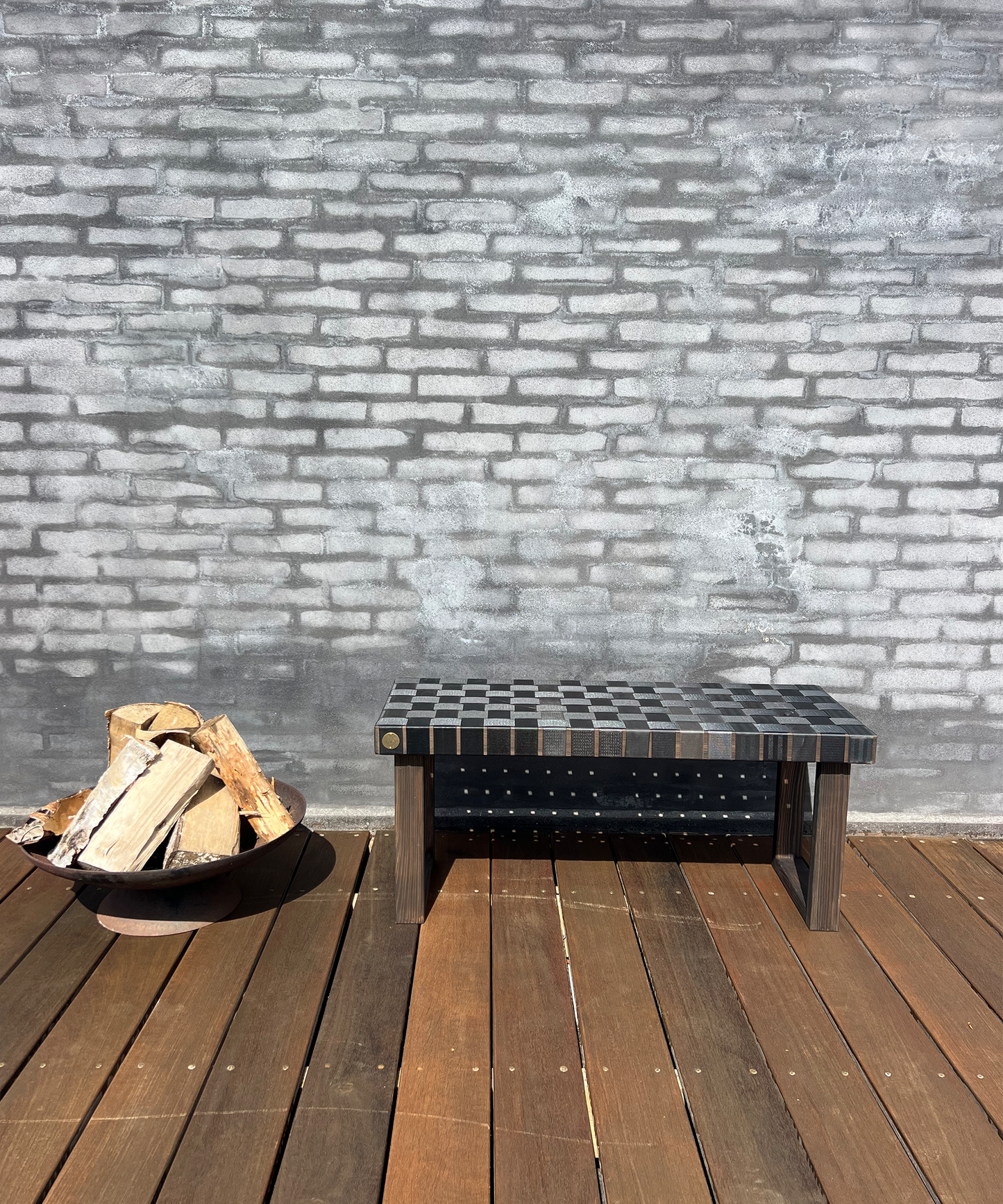 Outdoor Collection Luna Bench, Small, Smoke/Black