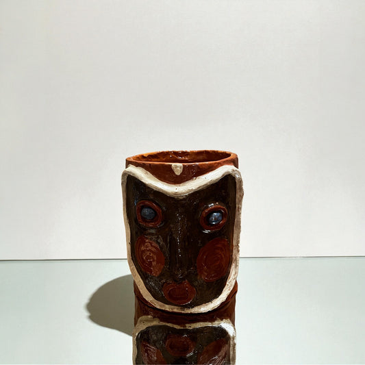 Håndlavet keramikvase “Face Totem”