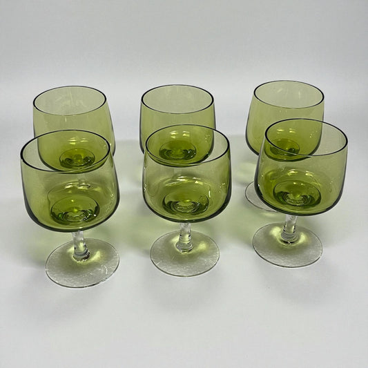 Sæt af 9 grønne vintage glas